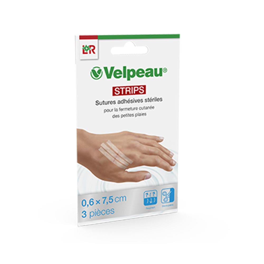 Lohmann Rauscher Velpeau Tiras de sutura adhesivas estériles 0,6x7,5cm x3