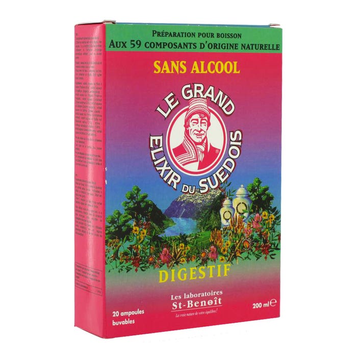 El Gran Elixir Digestivo Sueco Sin Alcohol 20 ampollas bebibles Saint Benoit