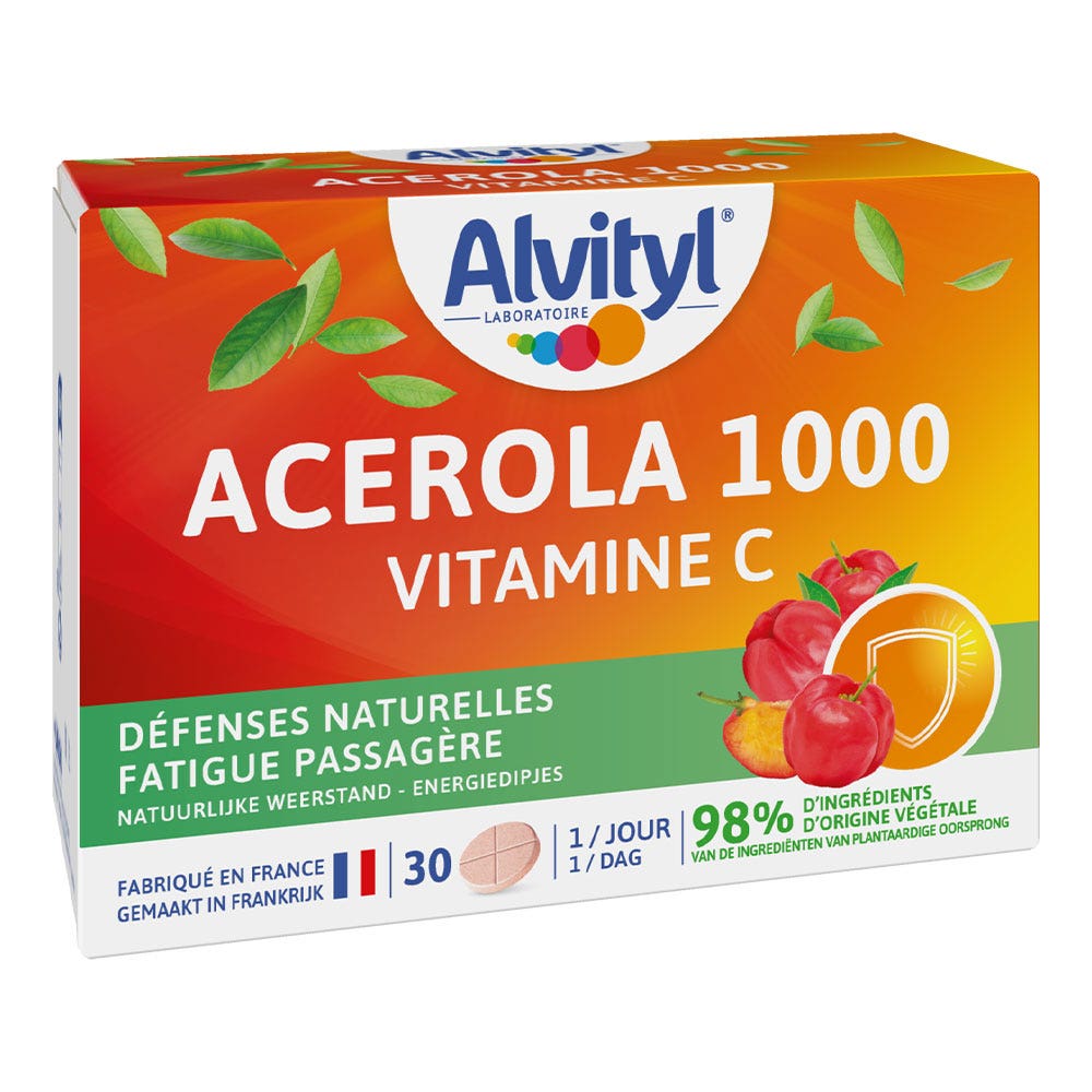 Alvityl Acerola 1000 vitamina C para el sistema inmunitario 30 Comprimidos Masticables