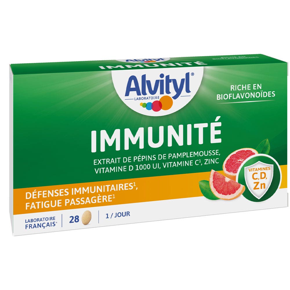 Alvityl Inmunidad - Vitaminas D, C, zinc y extracto de semillas de pomelo 28 comprimidos