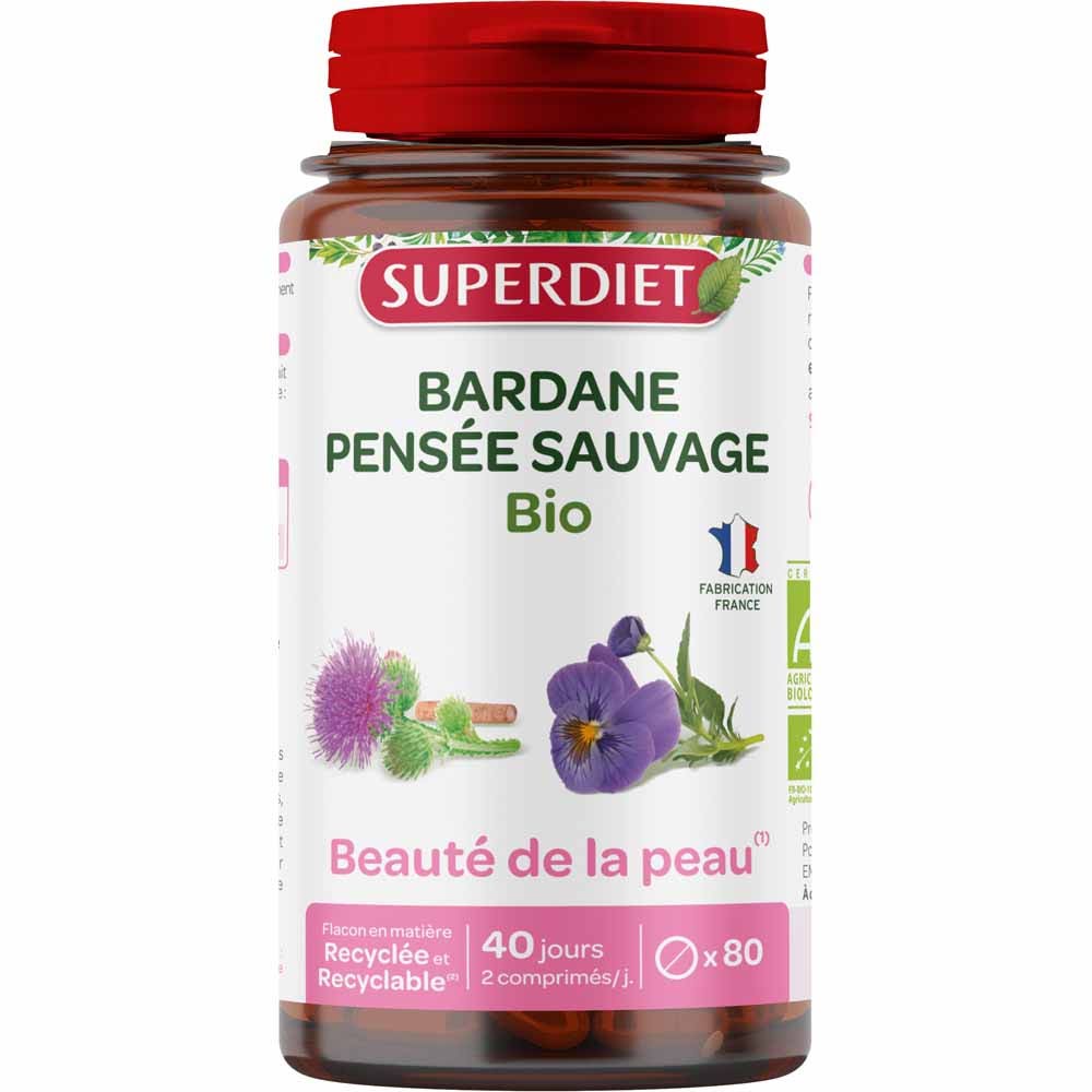 Superdiet Burdock-Pensamiento salvaje ecológico 80 comprimidos