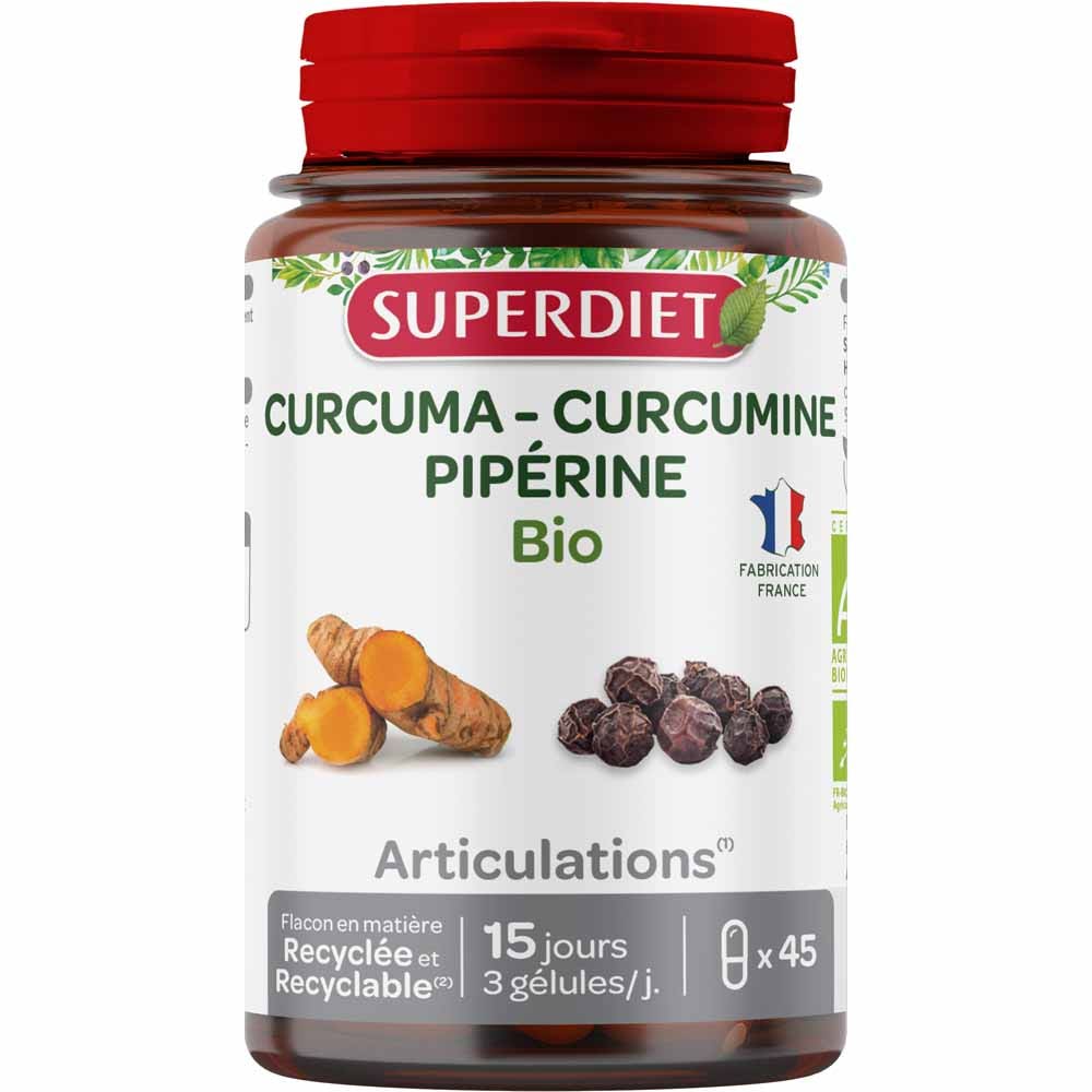 Superdiet Cúrcuma Curcumina Piperina 45 cápsulas