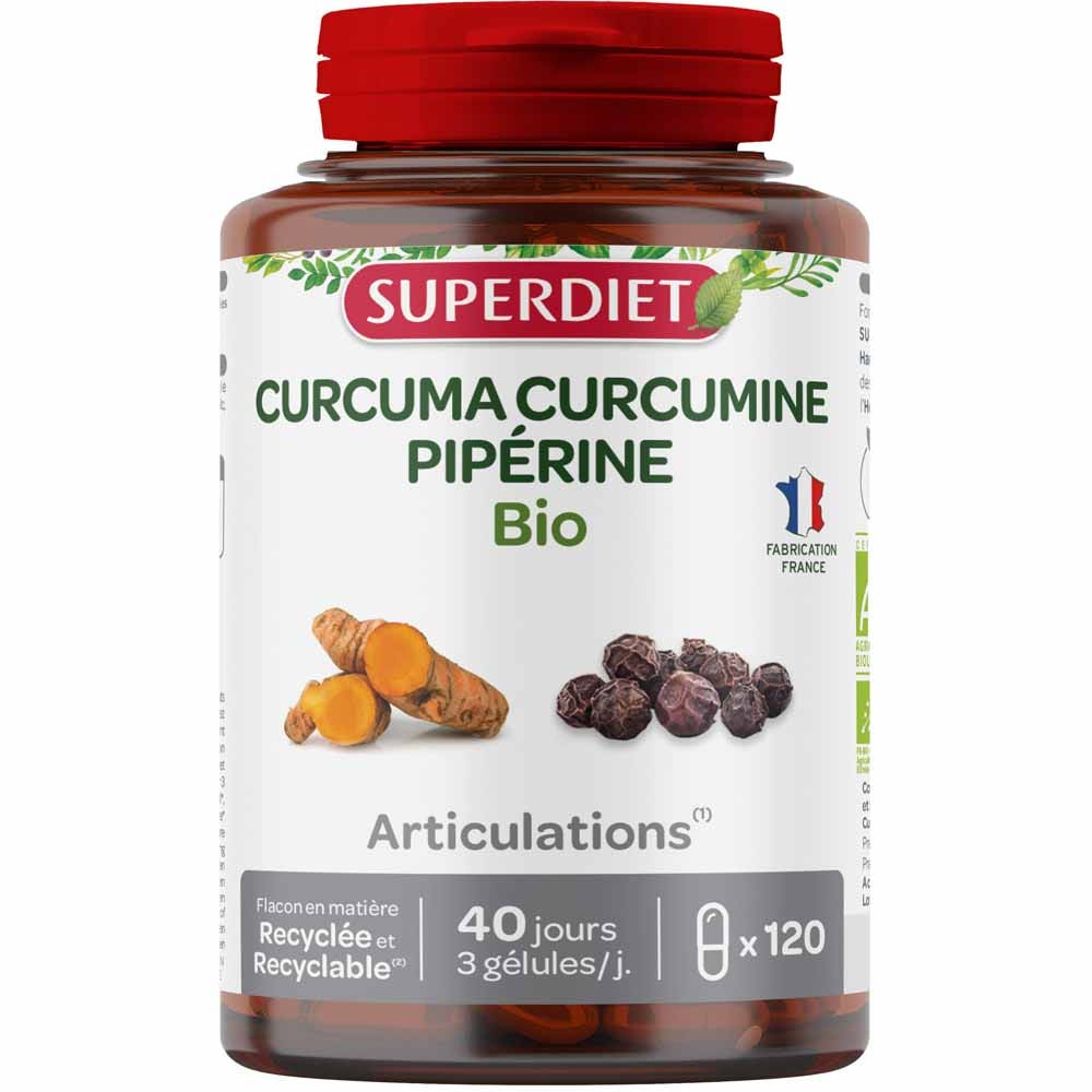 Superdiet Cúrcuma Curcumina Piperina Orgánica 120 cápsulas