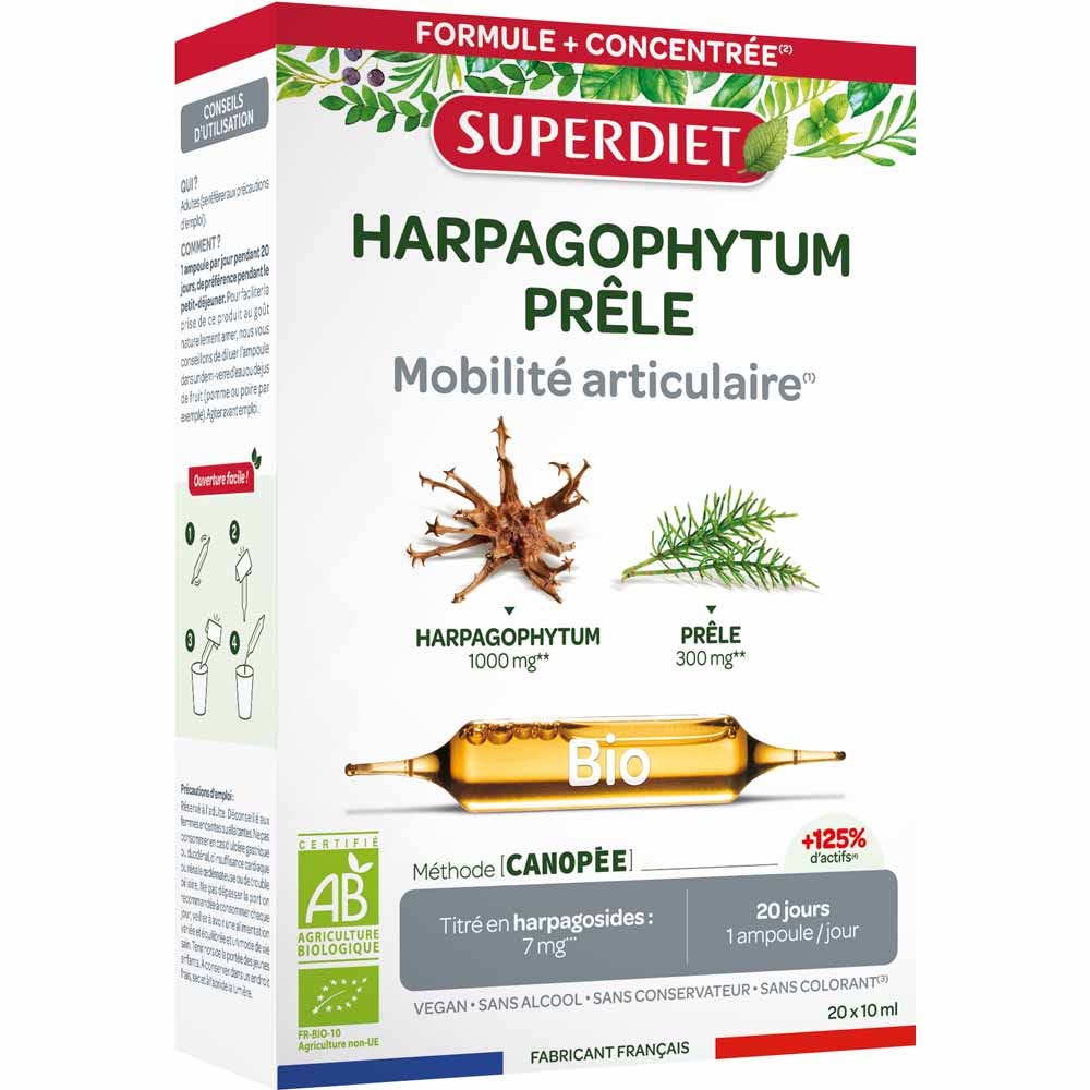 Superdiet Prele Harpagophytum Organic Juntas 20 Ampollas