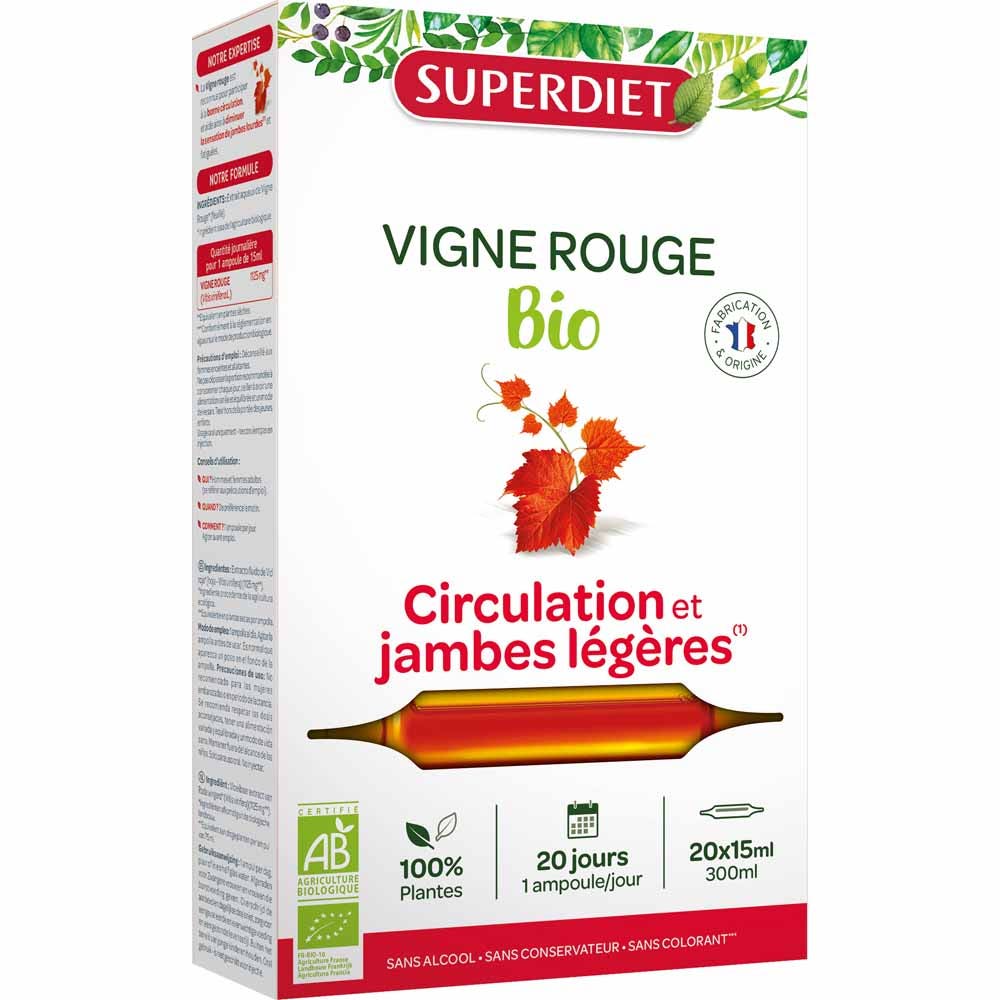 Superdiet Vid Roja Orgánica Circulación 20 ampollas