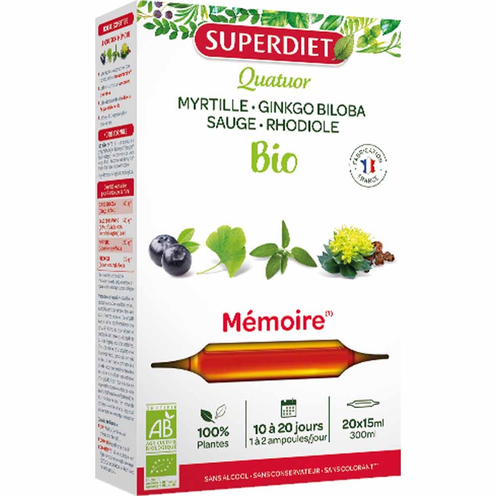 Superdiet Quatuor Memoire Organic 20 ampollas