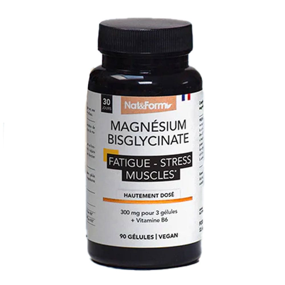 Nat&Form Magnésio bisglicinato fatiga, estrés y músculos 90 cápsulas