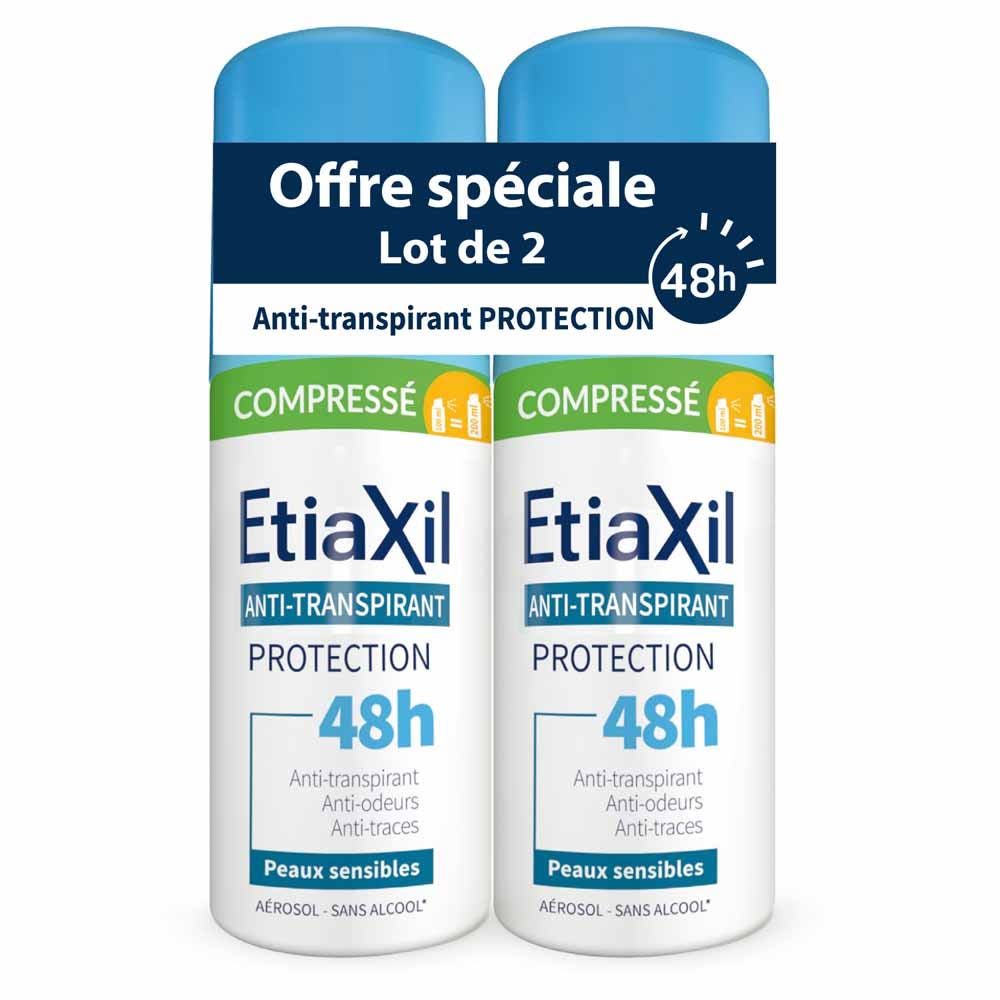 Etiaxil Antitranspirante Spray comprimido protección 48h pieles sensibles 2 x 100 ml