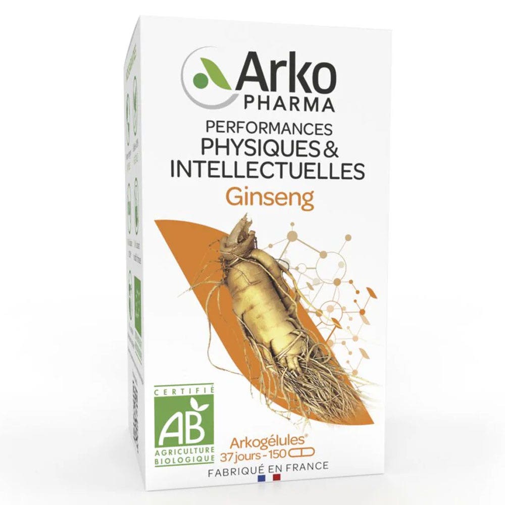 Arkopharma Arkocápsulas Ginseng rendimiento físico e intelectual bio 150 Cápsulac