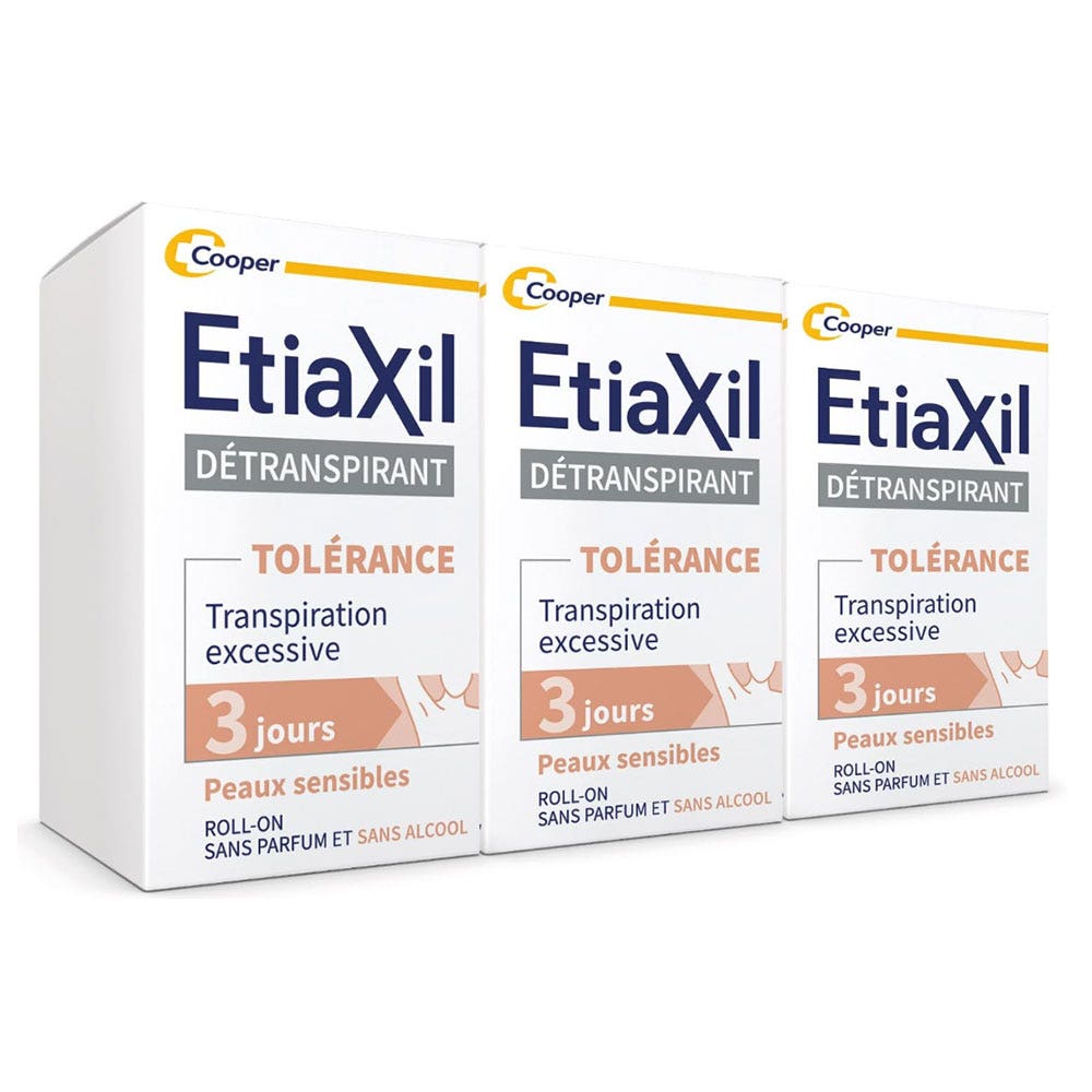 Etiaxil Detranspirante Desodorante roll-on tolerancia a la sudoración excesiva pieles sensibles 3x15ml