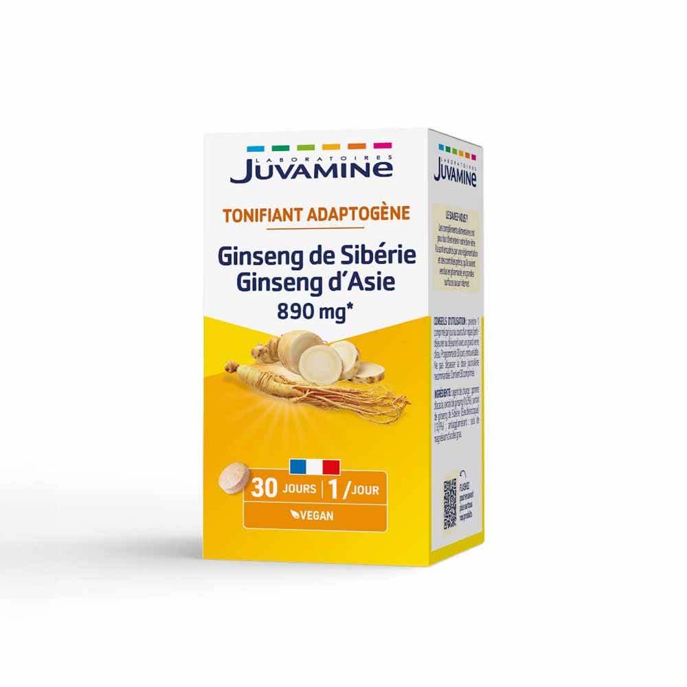 Juvamine Ginseng de Siberia ginseng de Asia 890 mg tonificante adaptógeno 30 comprimidos