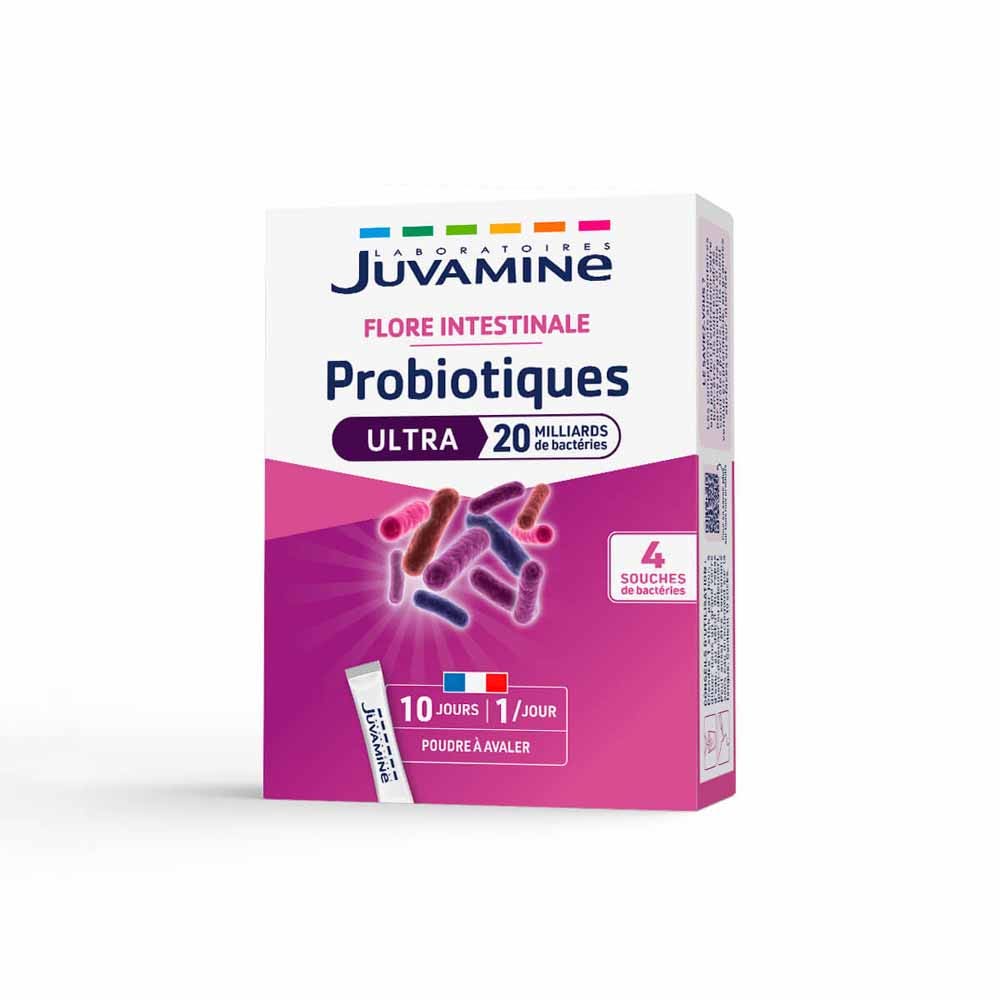 Juvamine Probióticos Ultra 20 mil millones flora intestinal 10 Barritas bucodispersables