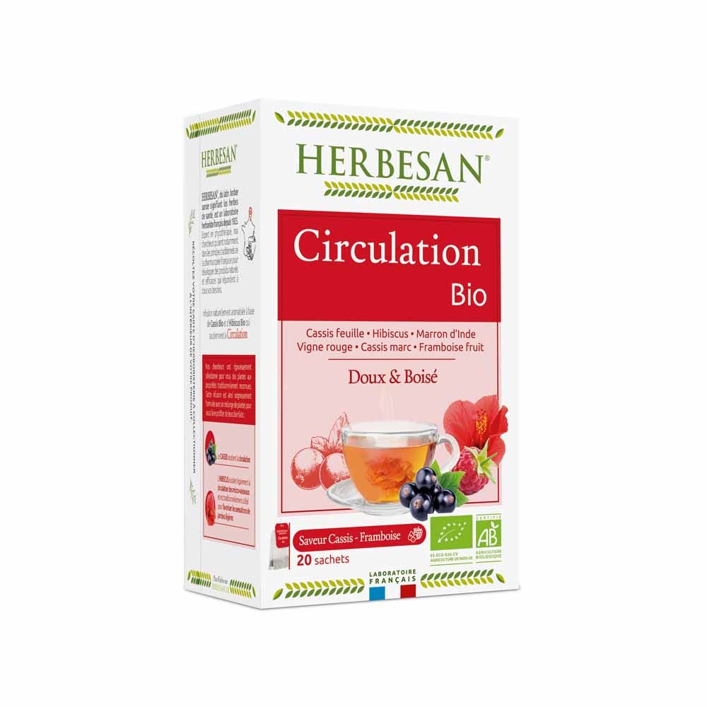 Herbesan Infusión Hibisco Grosella Negra Circulación BIO Grosella negra Sabor frambuesa 20 sobres