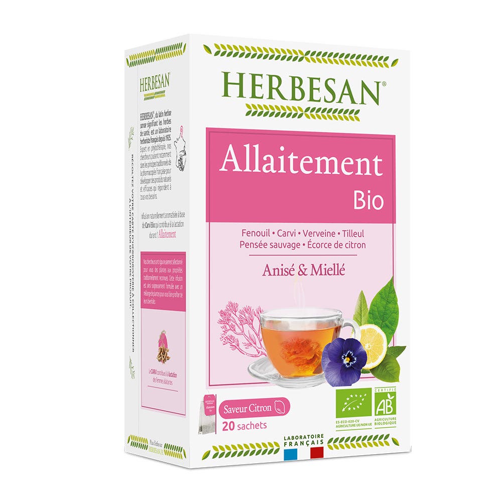 Herbesan Infusión Hinojo Alcaravea Lactancia Ecológica Sabor Limón 20 sobres