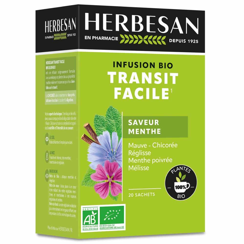 Herbesan Infusión Chicoree Transit Facile Bio Sabor a menta 20 sobres