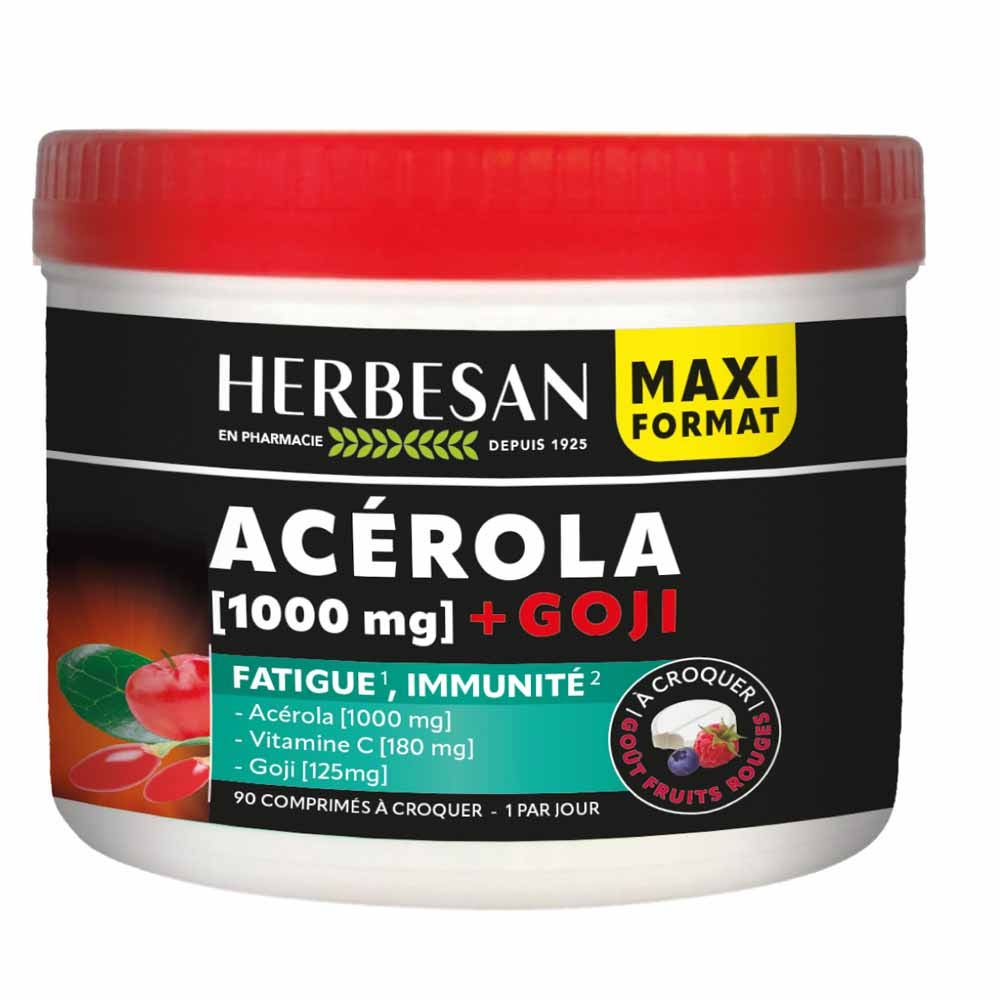 Herbesan Acerola 1000mg Vitamina C 180mg y Goji 125mg 90 comprimidos masticables
