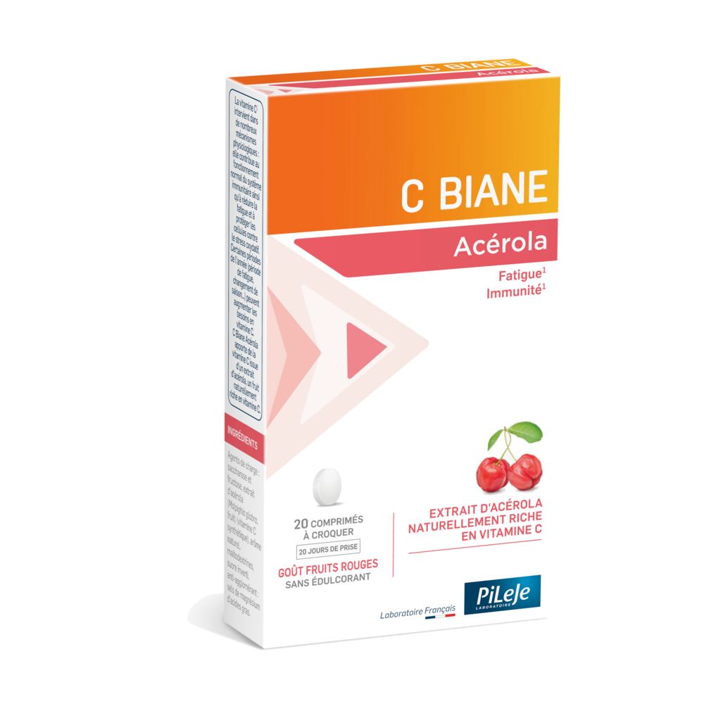 Pileje C Biane Acerola sabor frutos rojos 20 comprimidos masticables
