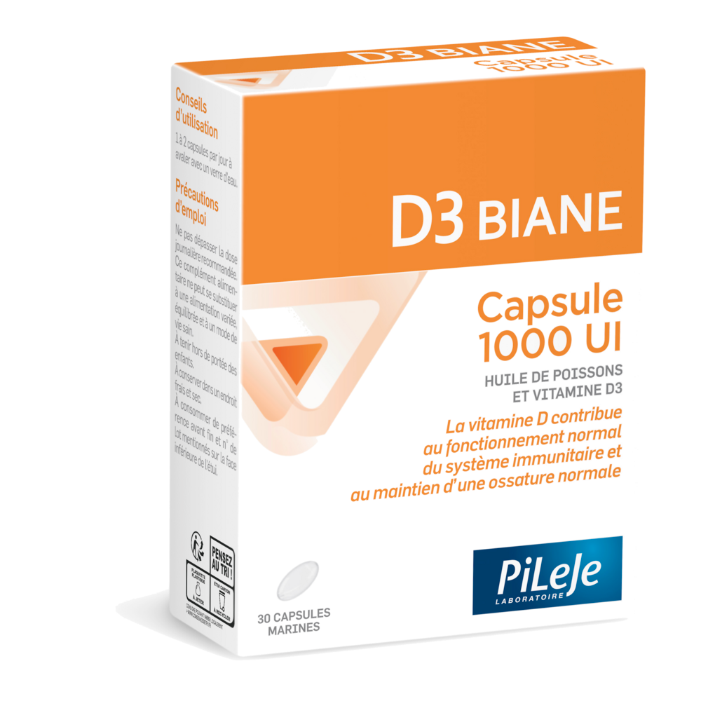 Pileje D3 Biane Vitamina D3 1000 UI 30 cápsulas marinas