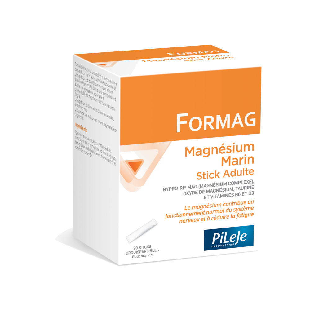 Pileje Formag Magnésio, taurina, vitamina B6 y vitamina D3 adulto 20 sticks