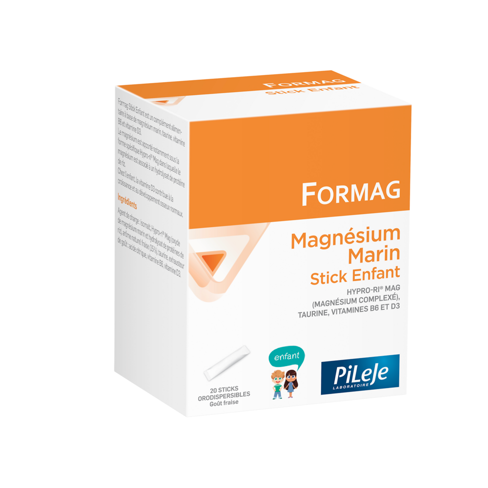 Pileje Formag Magnésio, taurina, vitamina B6 y vitamina D3 niño 20 sticks