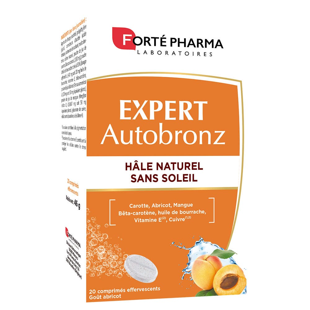 Forté Pharma Autobronceador experto bronceado natural sin sol 20 comprimidos efervescentes