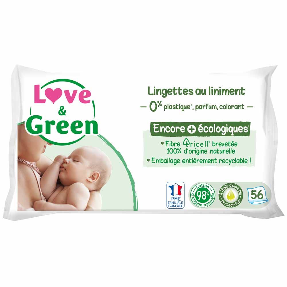 Love&Green Toilette Bebe Au Liniment 56 Lingettes Cambio especial Especial divisas