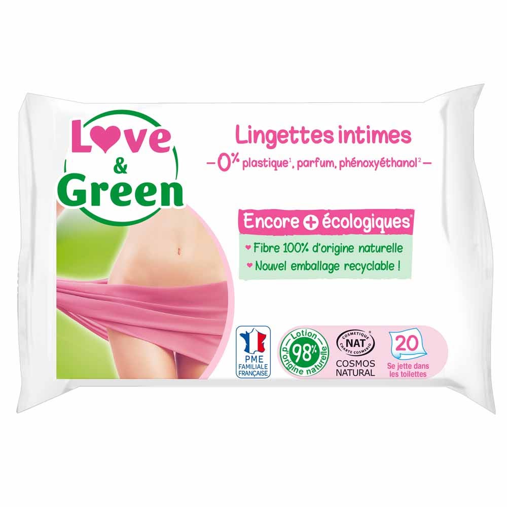Love&Green Higiene Íntima 20 Toallitas Calmantes relajante