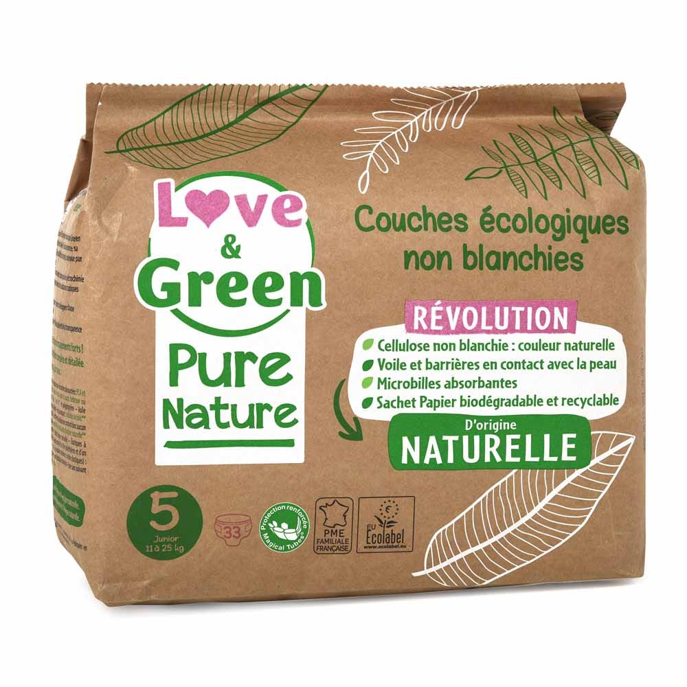 Love&Green Pure Nature Pañales ecológicos Talla 5 x 33