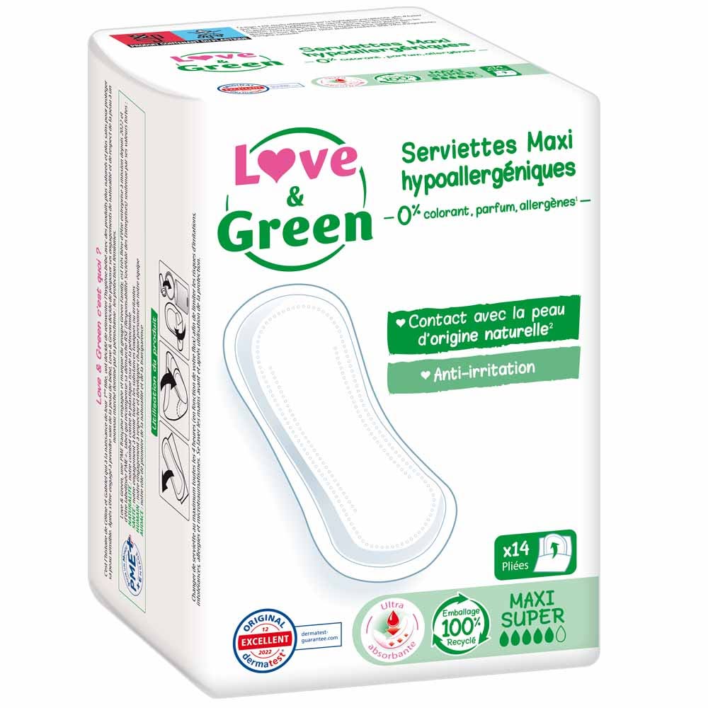 Love&Green Antiirritaciones Maxi Super Anti-irritations 14 Toallas