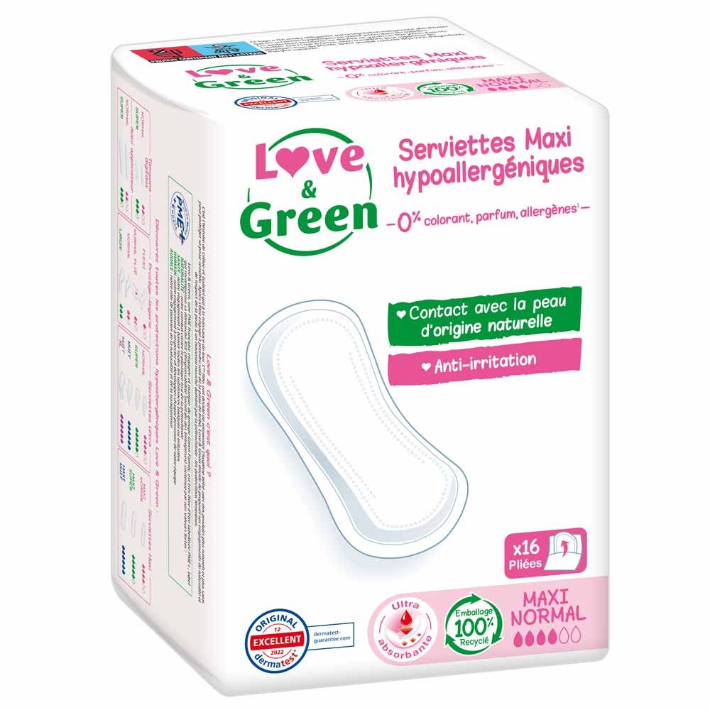 Love&Green Anti-Irritations Maxi Normal 16 Serviettes
