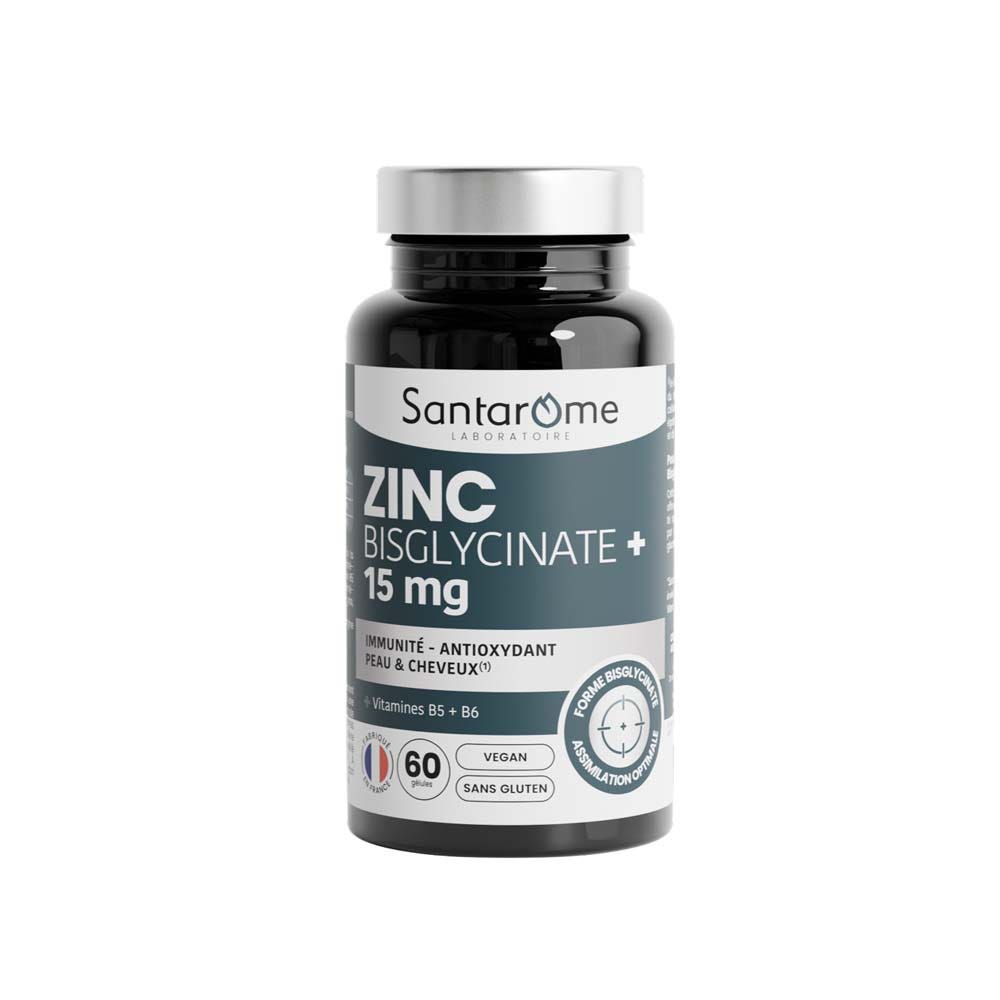 Santarome Bisglicinato de zinc 15 mg antioxidante e inmunidad 60 cápsulas