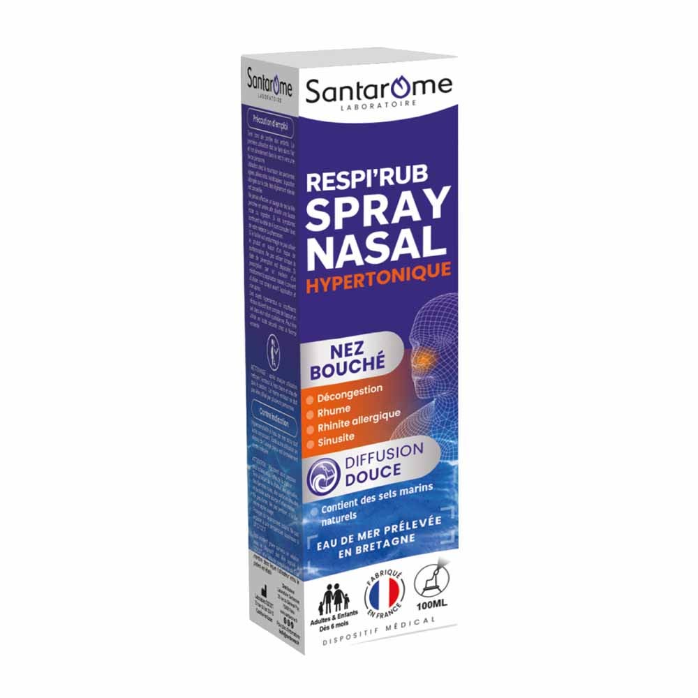 Santarome Respi'Rub Spray nasal hipertónico Nariz obstruida 100 ml