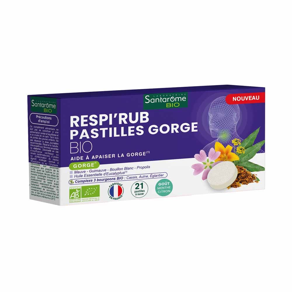 Santarome Respi'Rub Pastillas para la garganta Alivia la garganta 21 comprimidos