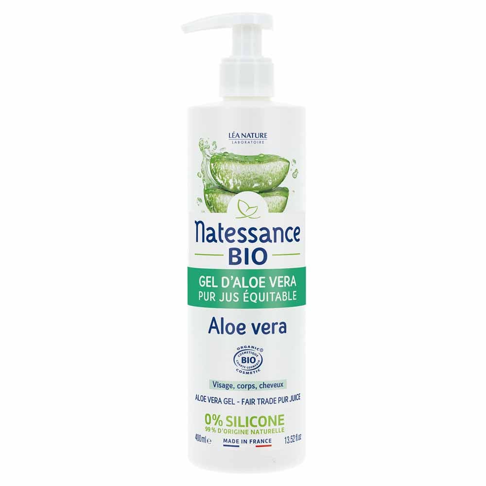 Natessance Gel de aloe vera puro, zumo equitativo bio 400 ml