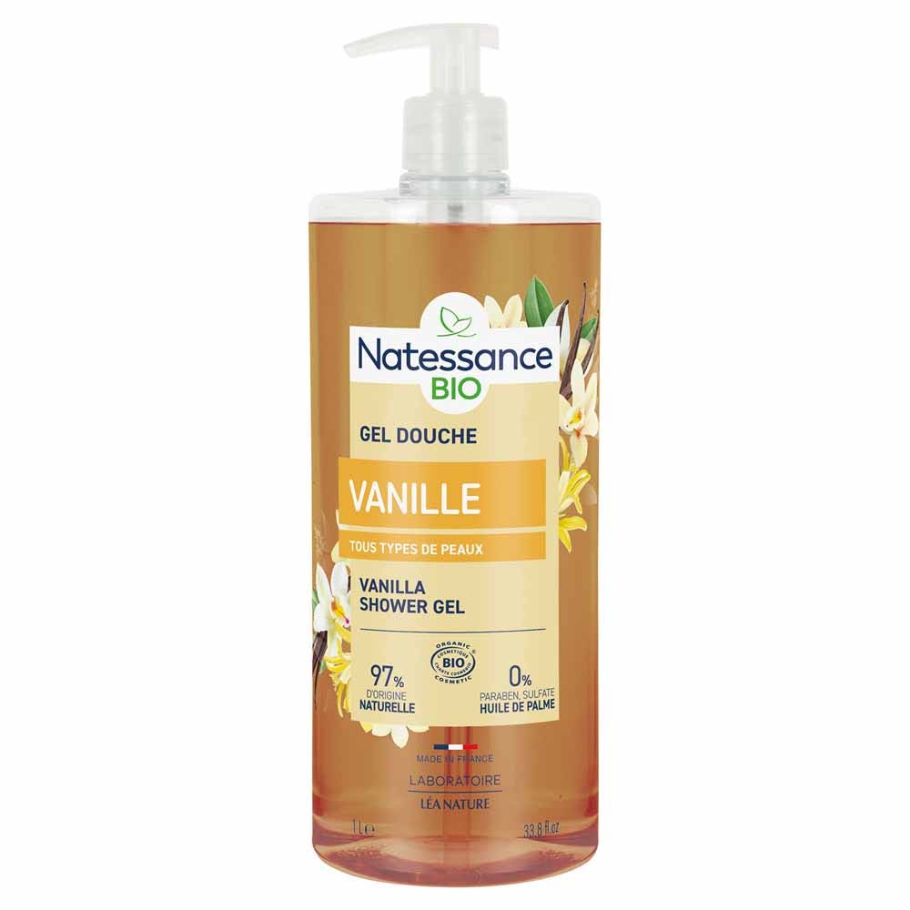 Natessance Ducha Gel de ducha sin sulfatos vainilla frutal bio 1l