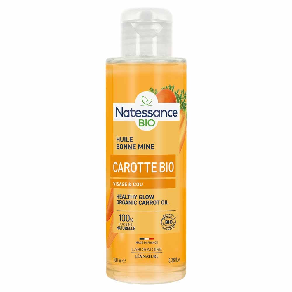 Natessance Aceite de zanahoria bio puro efecto buen color 100 ml