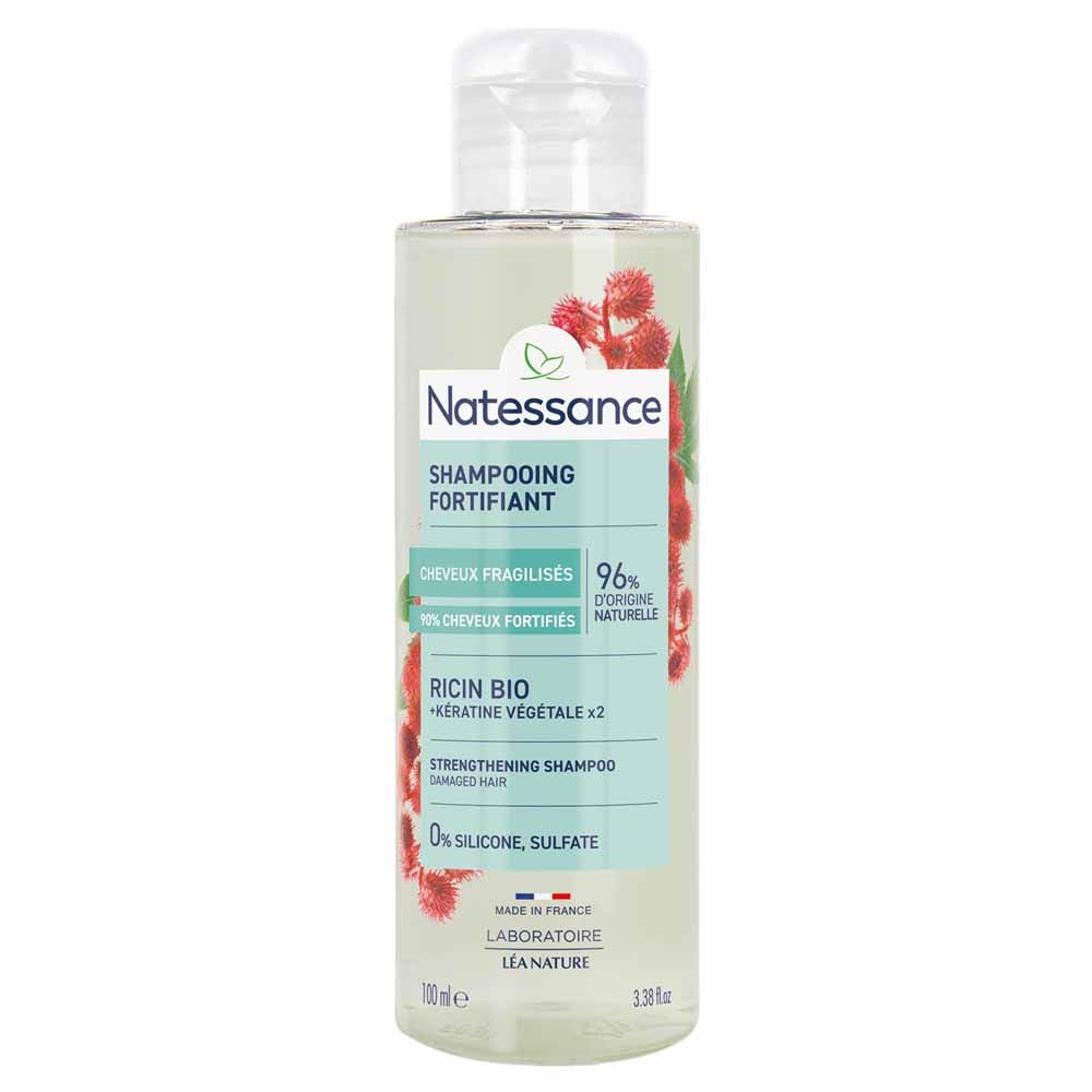 Natessance Capilar Champú fortificante con ricino y queratina vegetal cabello normal, seco o frágil 100 ml
