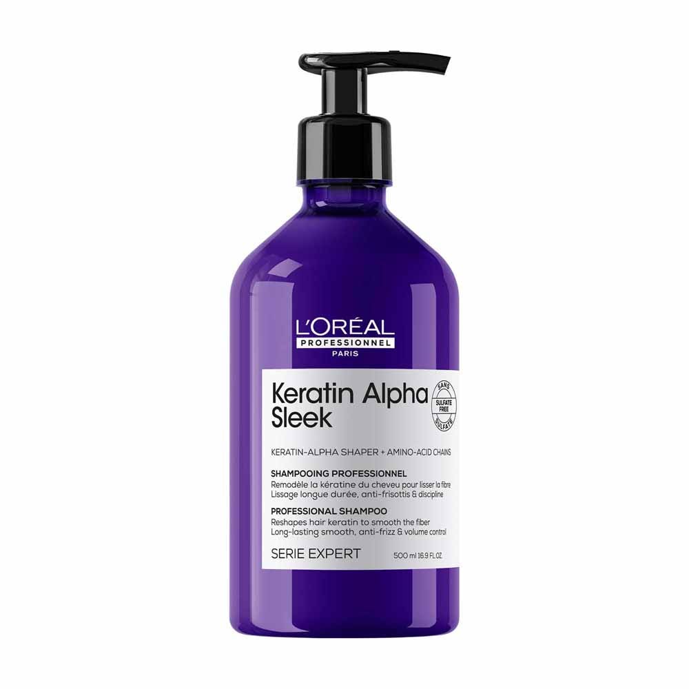 L'Oréal Professionnel Serie Expert Keratin Alpha Sleek Champú con queratina cabello con frizz y rebelde 500 ml