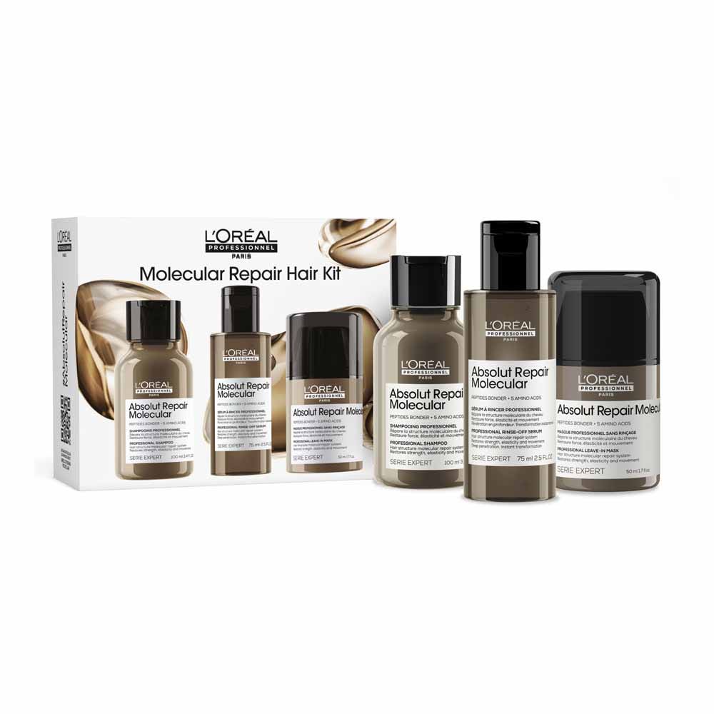 L'Oréal Professionnel Absolut Repair Molecular Kit de Champú Reparador, Mascarilla y Sérum con Aclarado Cabello dañado
