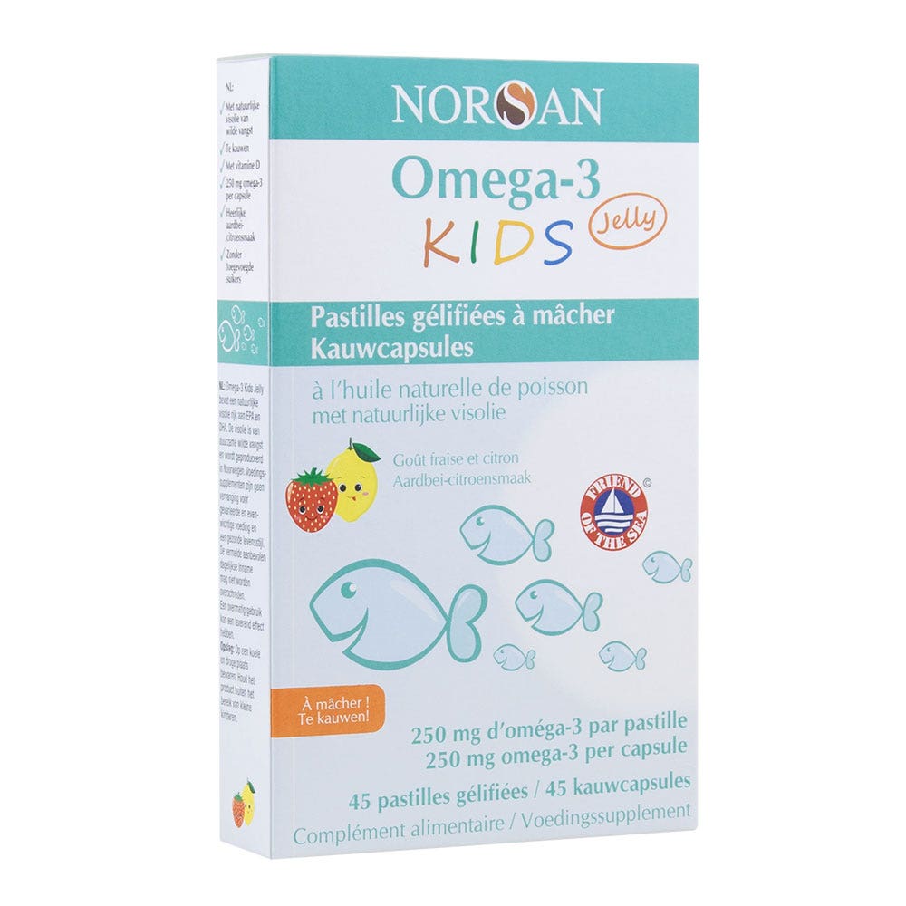 Norsan Oméga 3 Kids gominolas sabor fresa limón para masticar 45 pastillas