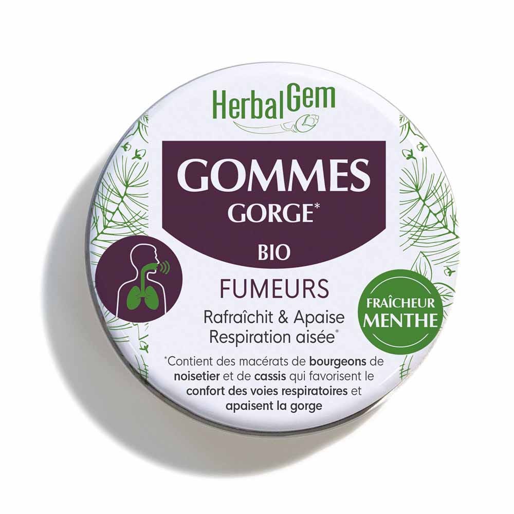 Herbalgem Gomas de mascar ecológicas para la garganta del fumador 45g