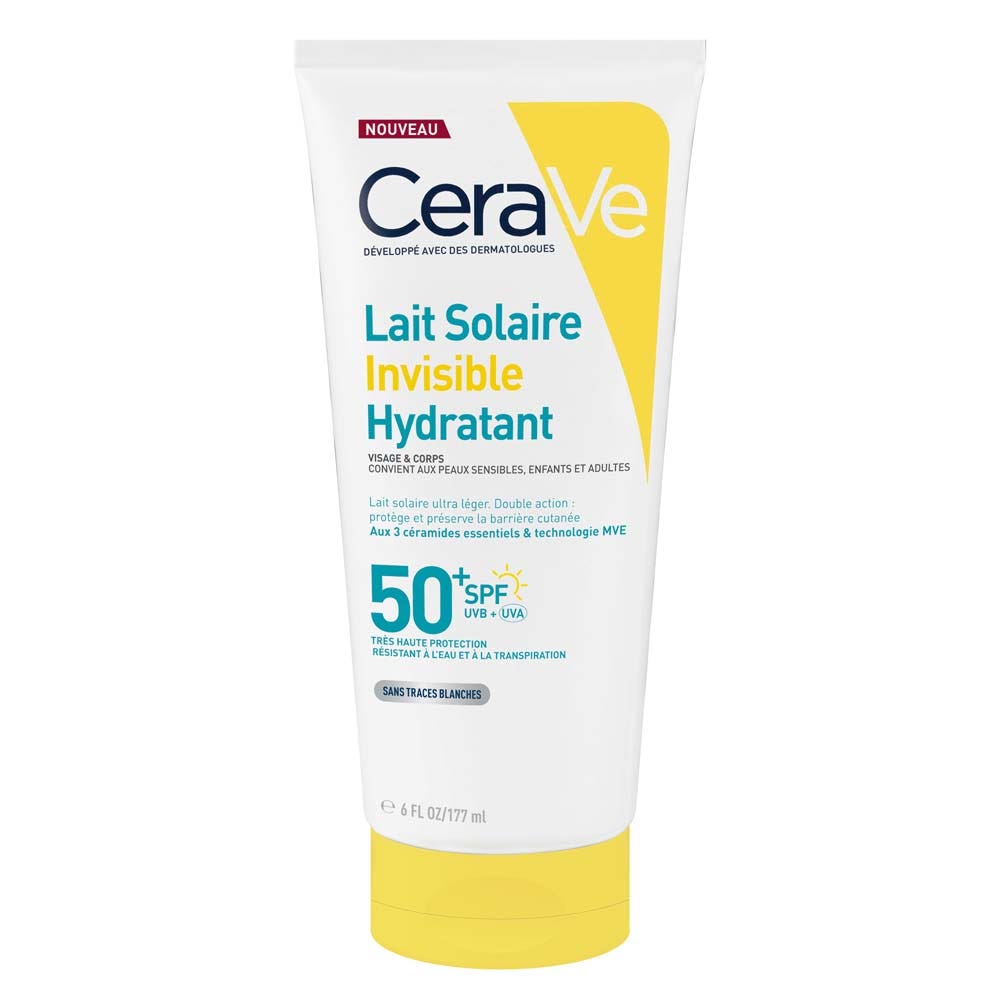 Cerave Leche solar invisible hidratante SPF50+ alta protección rostro y cuerpo 177 ml