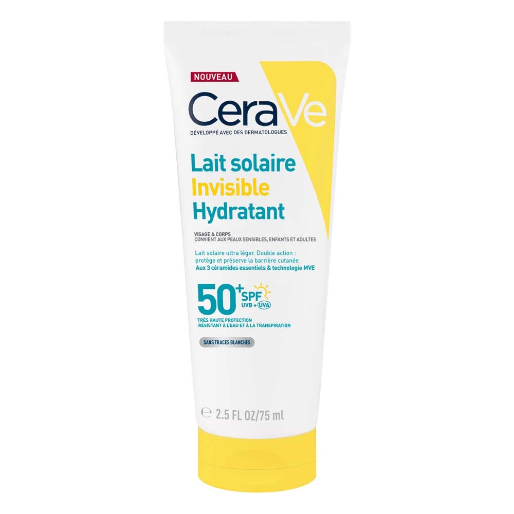 Cerave Leche solar invisible hidratante SPF50+ alta protección rostro y cuerpo 75 ml