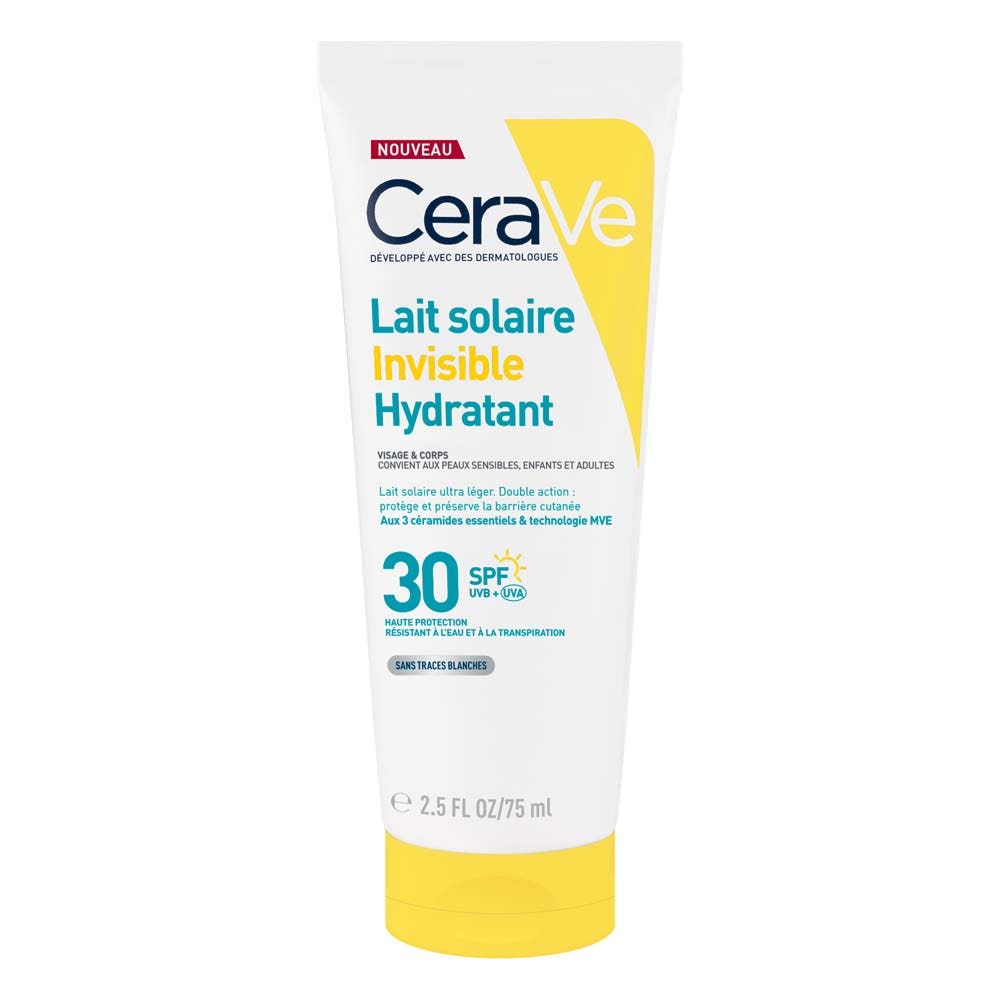 Cerave Leche solar invisible hidratante SPF 30 alta protección rostro y cuerpo 75 ml