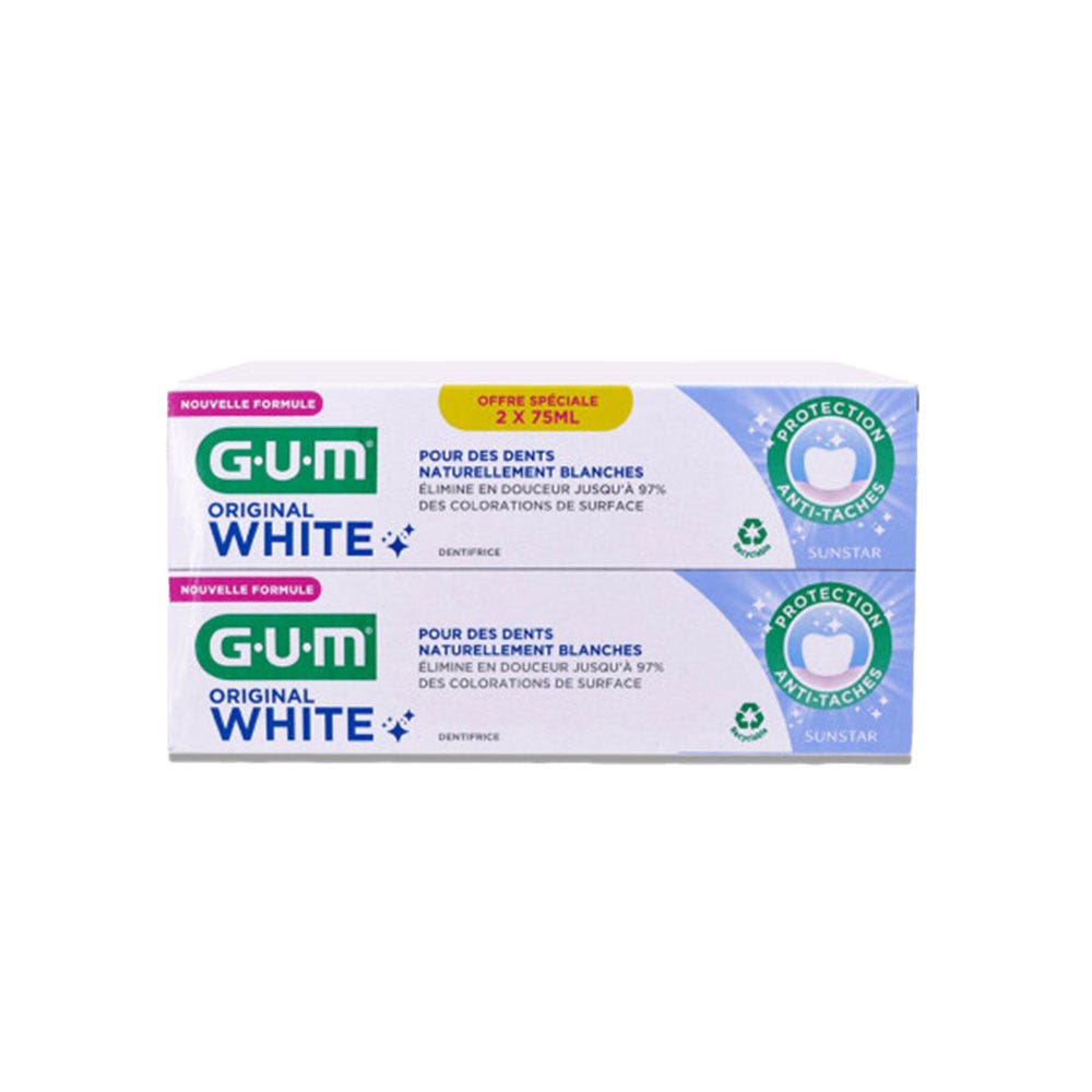 Gum Pasta dentífrica Original White antimanchas 2 x 75 ml