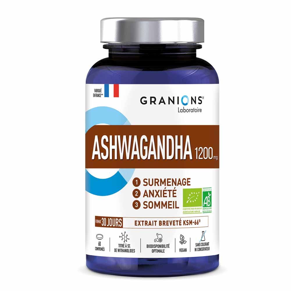 Granions Ashwagandha orgánica 1200 mg Exceso de trabajo, ansiedad y sueño 60 comprimidos
