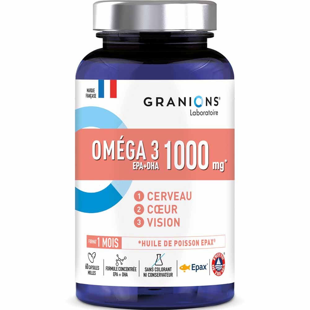 Granions Omegas 3 1000 mg Cerebro Corazón y Visión 60 cápsulas
