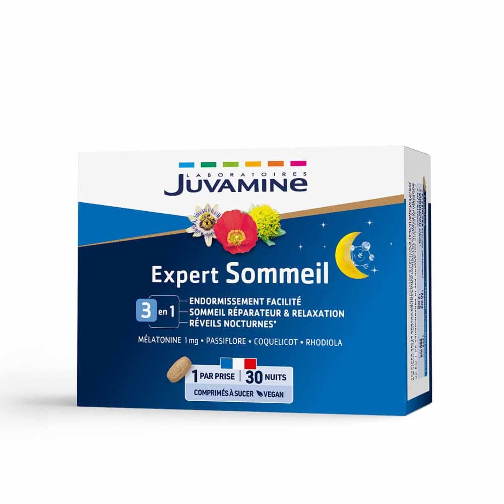 Juvamine Dormir 3 en 1 Melatonina + D. Plantes 30 pastillas para chupar