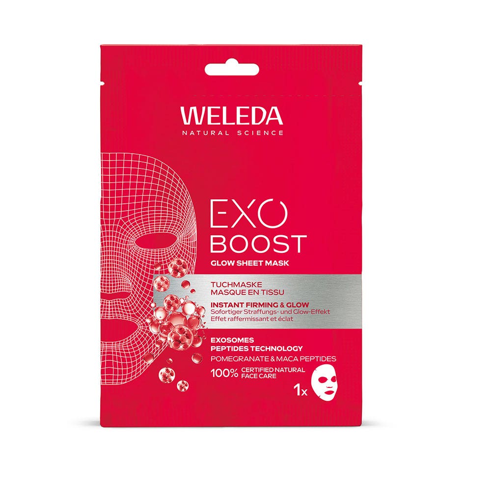 Weleda Exo Boost Mascarilla luminosa en tela de granada y péptidos de maca 20 ml