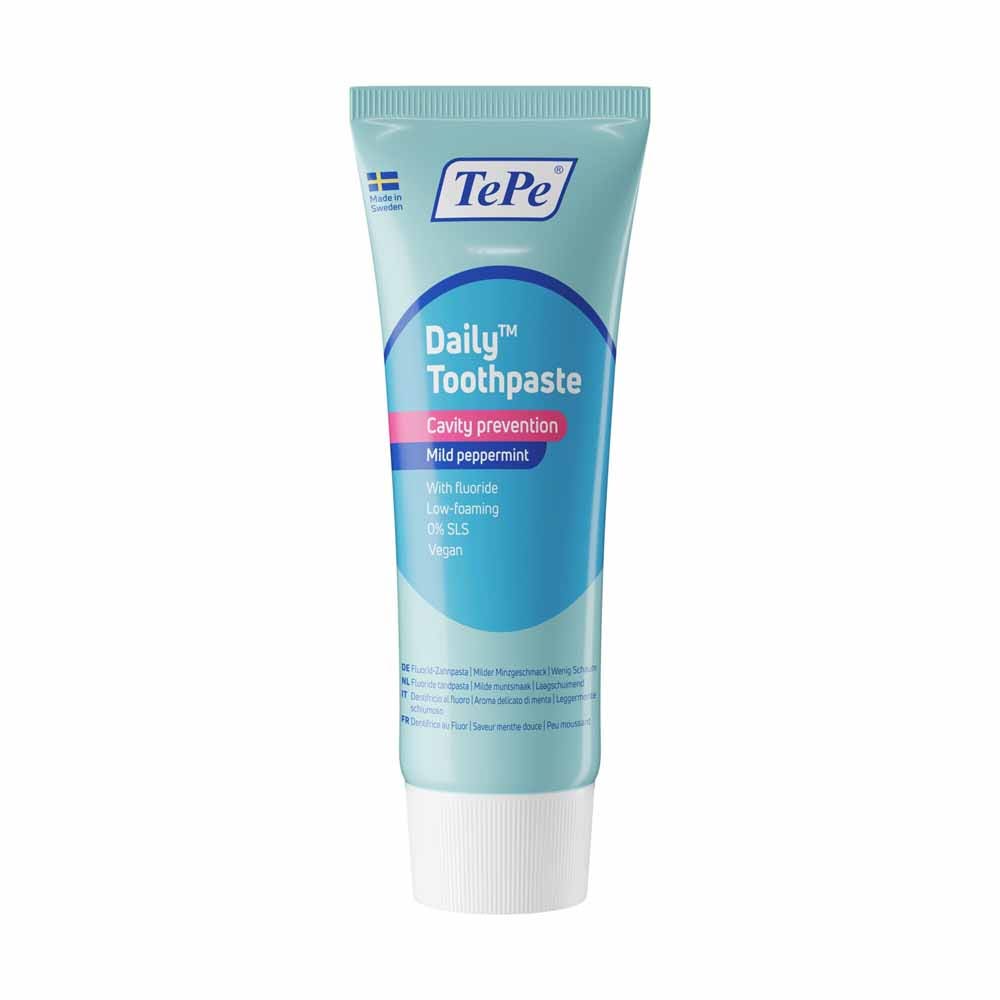 TePe Daily Pasta dentífrica con flúor a partir de 7 años sabor menta suave 75 ml